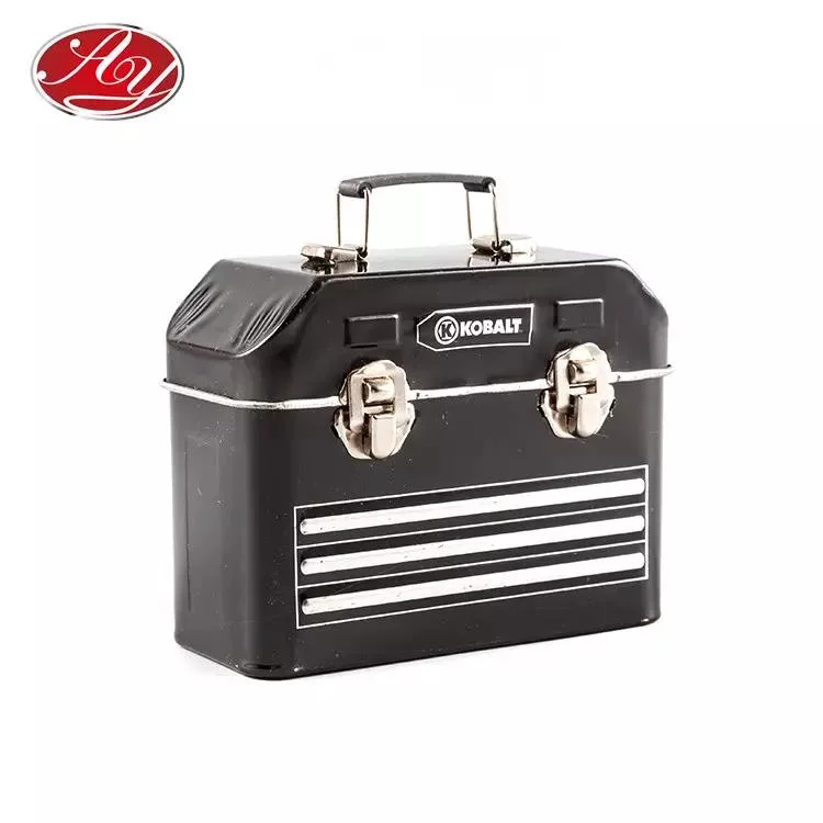 Suitcase Name Card Stationery Metal Mini Tin Box with Handle and Lock