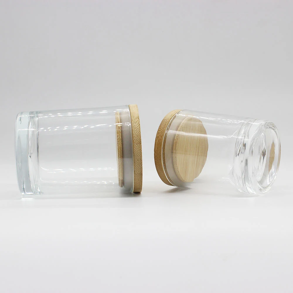 Glass Candle Jar Home Use Round Shape Candle Jar with Bamboo Lid