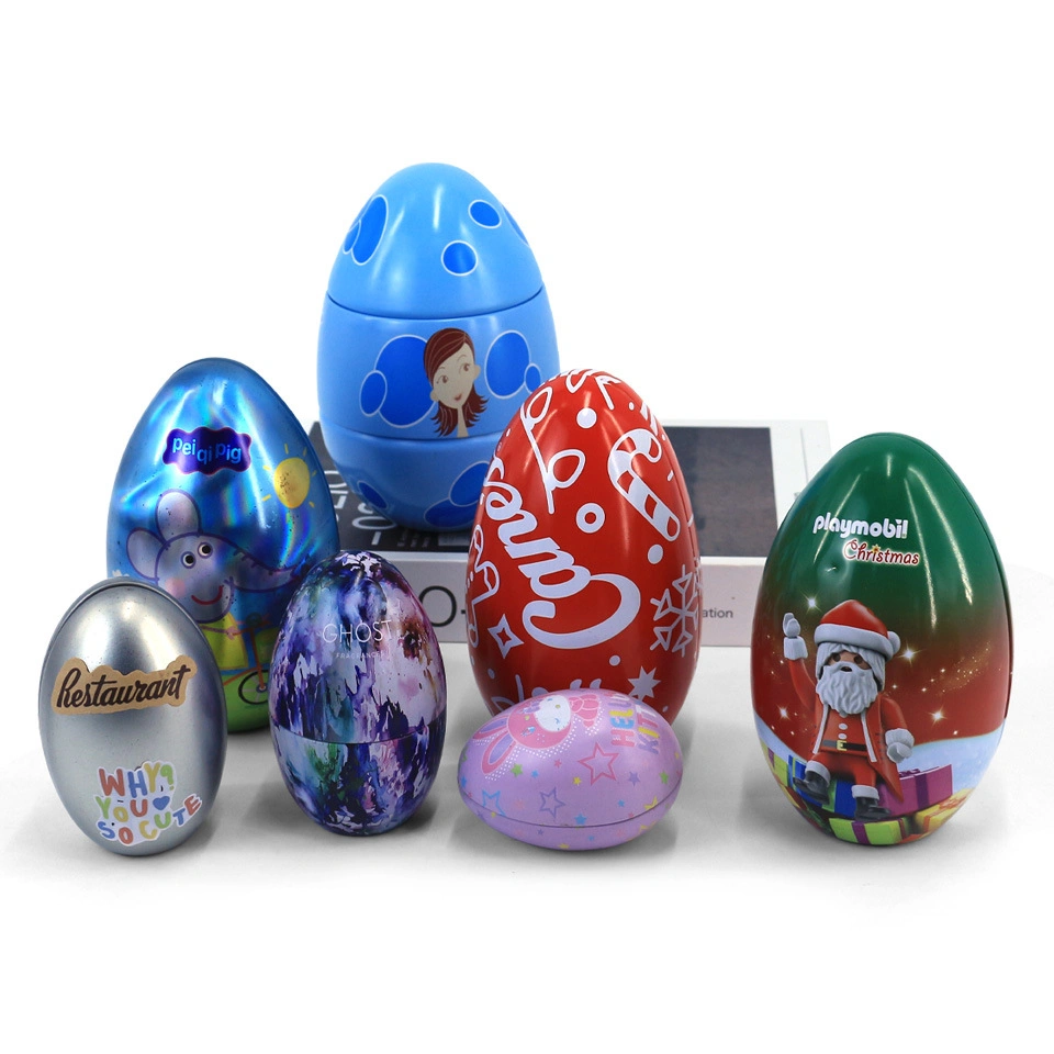 Empty Candy Chocolate Gift Packaging Egg Shaped Tin Box Easter Tin Egg