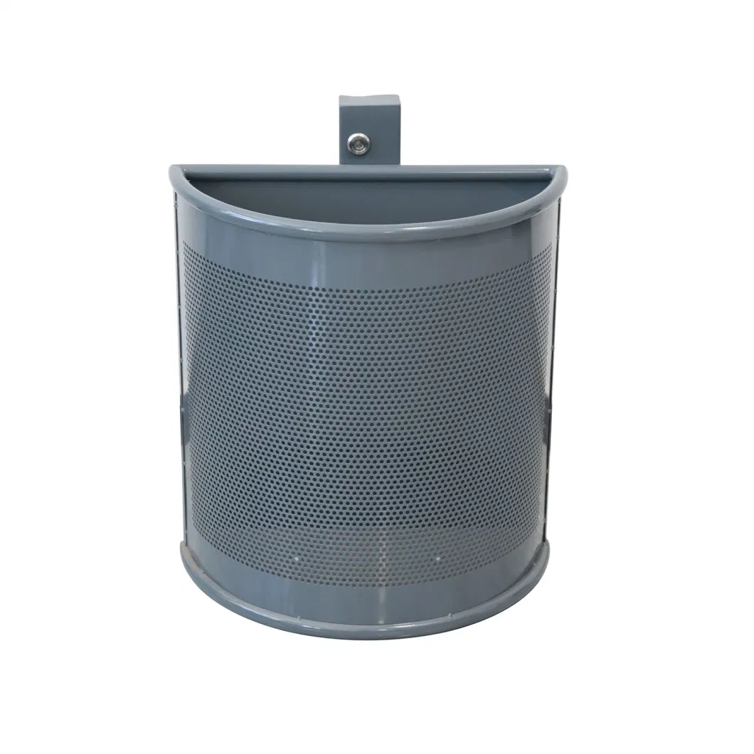 Semi-Cylindrical Wall Hanging Carbon Steel Trash Can Public Garbage Bin Customized Dustbin