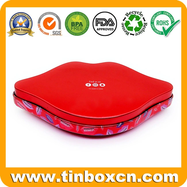 Novel Lip Shape Metal Gift Tin Box for Lip Smacker