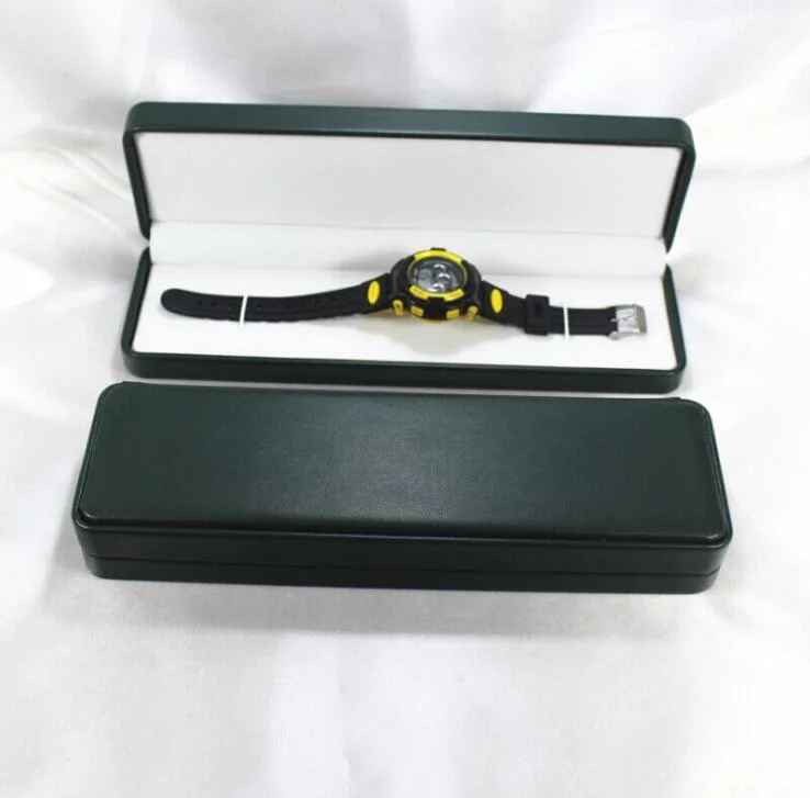 High Grade Rectangle PU Leather Watch Gift Box, Jewelry Box Custom Metal Foil Logo, Small Quantity Is Acceptable