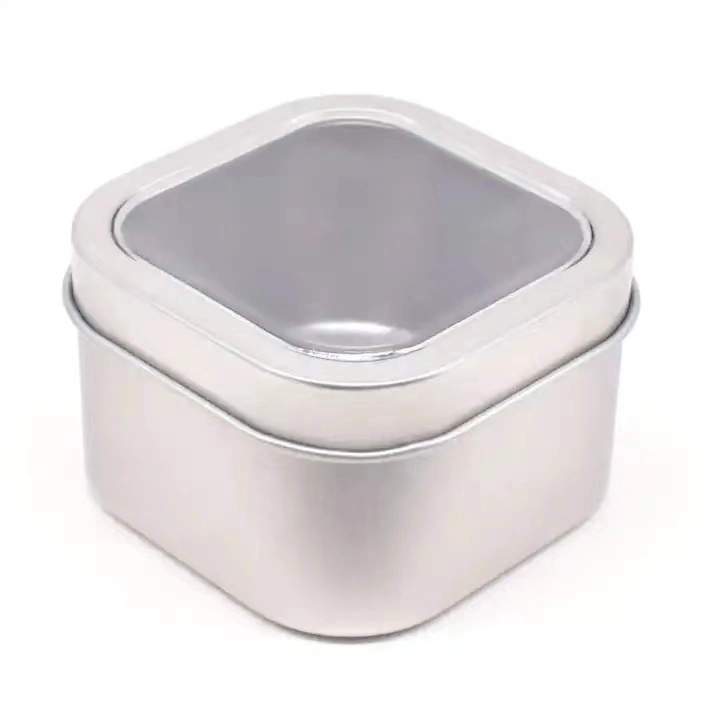 Custom Printed Silver Black Metal Tin Box Jewelry Tin Can with Window