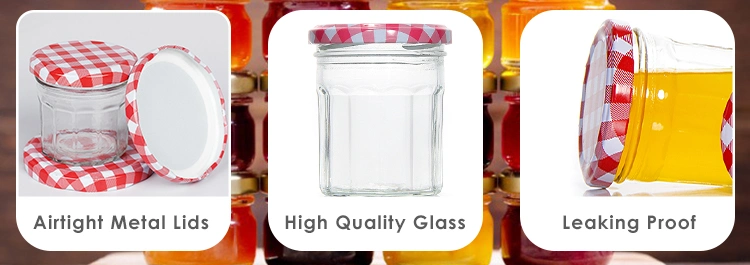Custom Printed 4 Oz 10 Oz Rectangular Glass Jar Chili Sauce Jars with Metal Lid