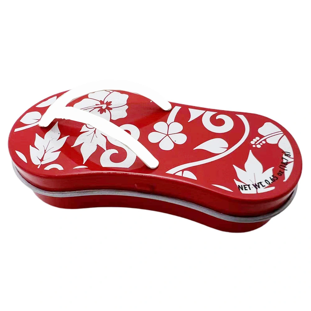 Factory Custom Irregular Mint Tin Box Slippers Shape Small Tin Case Candy Chocolate Mini Tin Can with Hinged