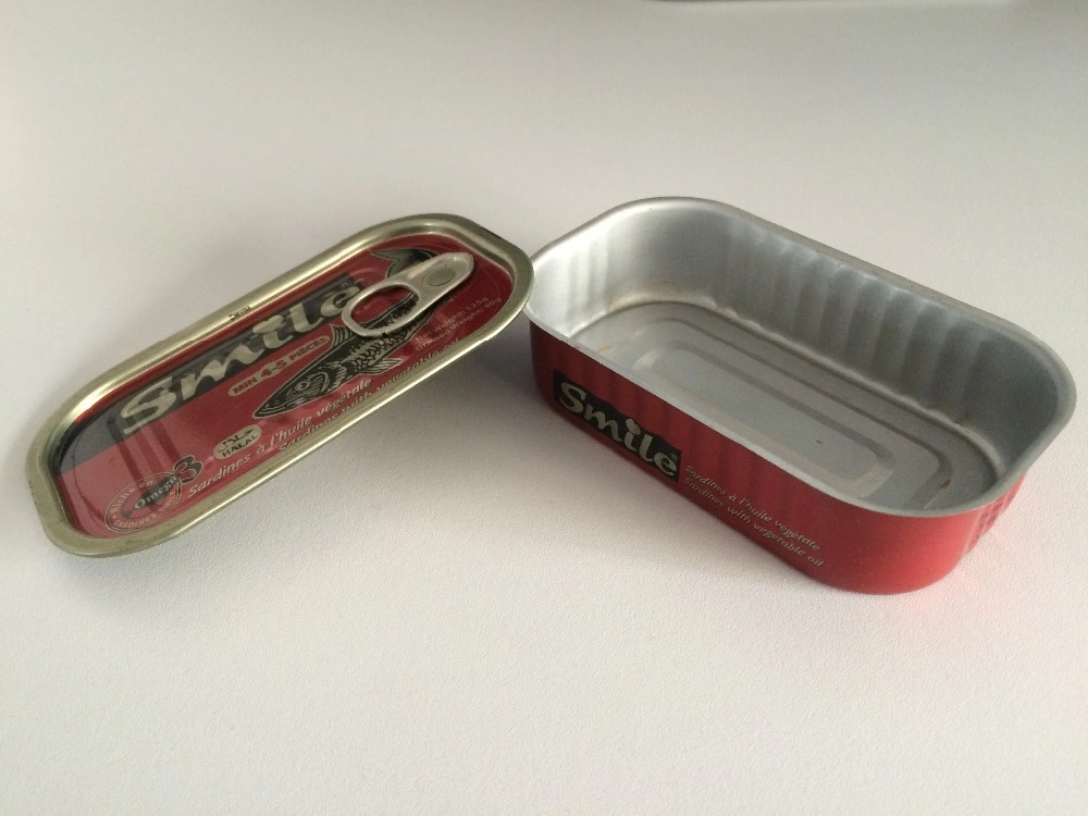 Custom Rectangular Seal Ring-Pull Tin Can with Lid for Tuna Fish Meat Food Packing