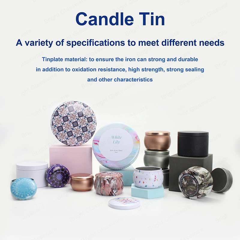 Wholesale Round Shape Rose Gold Aluminum Metal Candle Tin Container