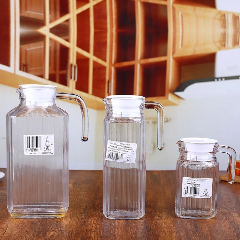 Wholesale Clear Rectangular 580ml 1100ml 1700ml Food Glass Pitcher Jar Containers Big Volum Glass Storage Jar with Plastic Lid