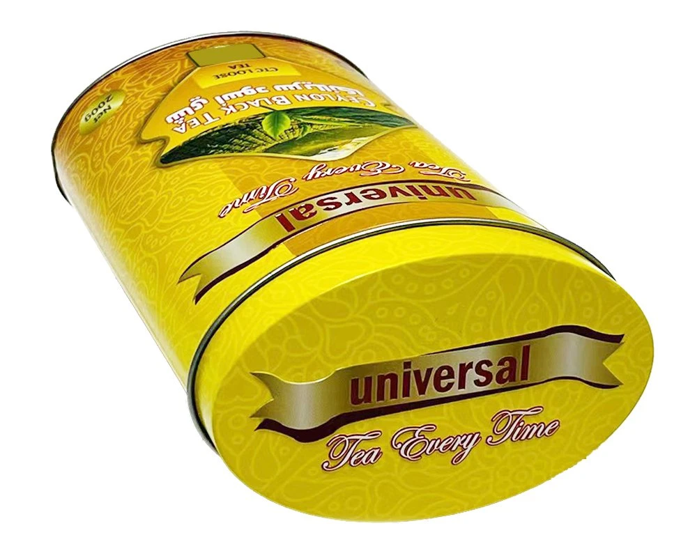 Factory Wholesale Tinplate Packaging Oval Shape Metal Box Container Black Tea Tin Can for Tea