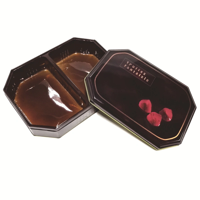 Custom Big Rectangular Polygonal Chocolate Chewy Candy Packaging Metal Candy Tin