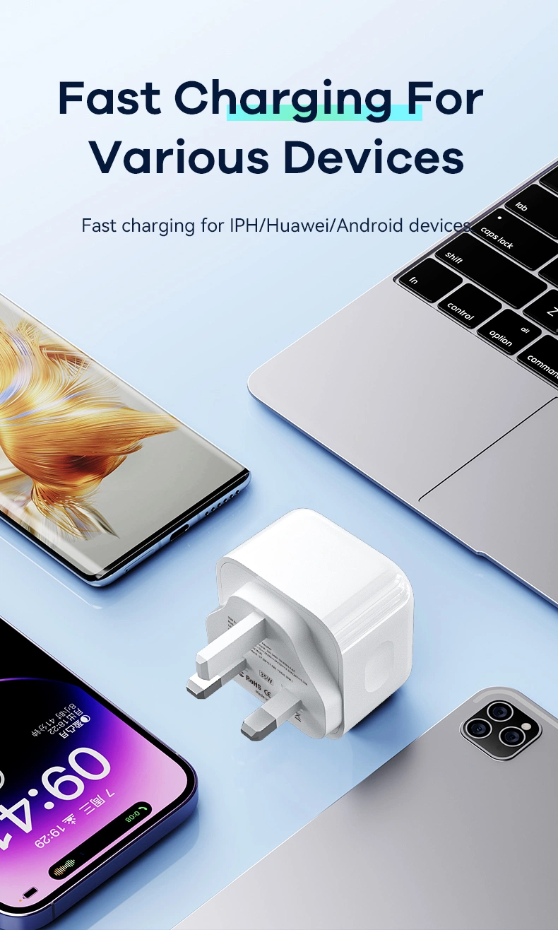 Factory Direct Wholesale New EU Au Kr Us UK 2 USB Type C Fast Pd Wall 35W Dual USB-C Charger for iPhone 14 Apple