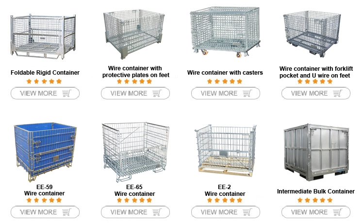 High Quality Warehouse Roll Mesh Small Steel Cage Galvanized Folding Metal Wire Mesh Storage Containers