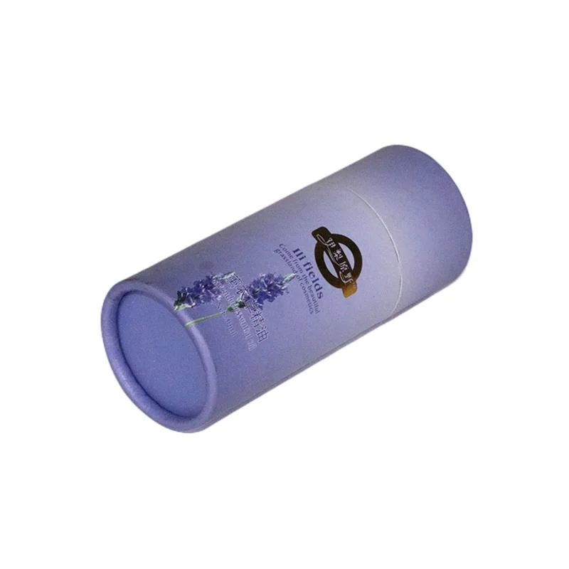 Metal Gold/Blue Cardboard Packing Box Round Cylindrical Packaging for Perfume Bottle