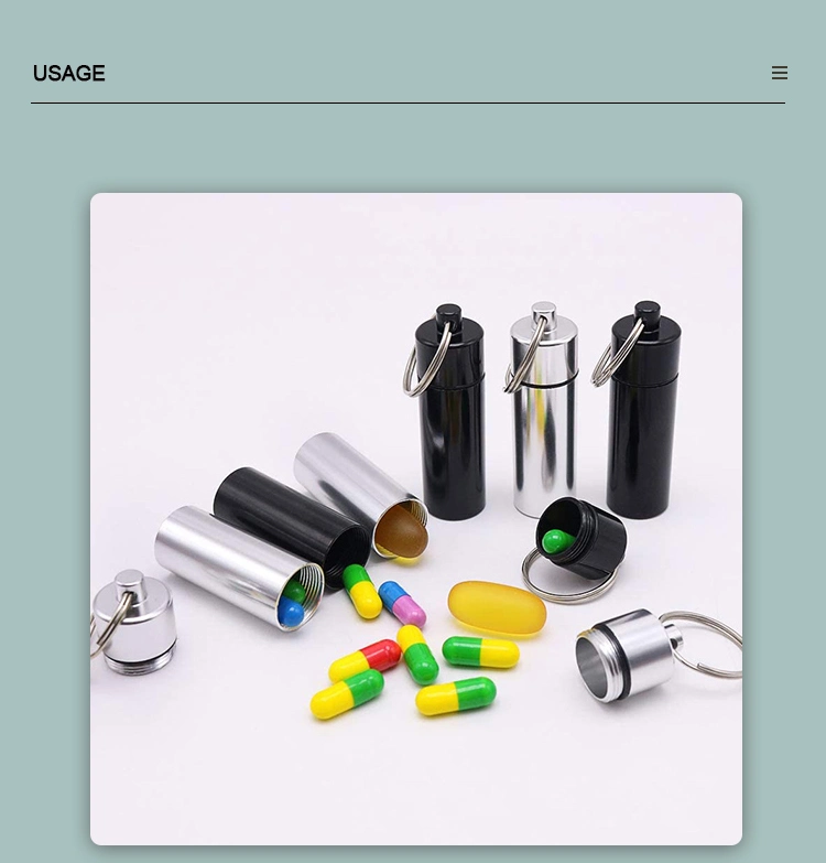Small Waterproof Aluminum Pill Box Case Daily Metal Pill Case Keychain