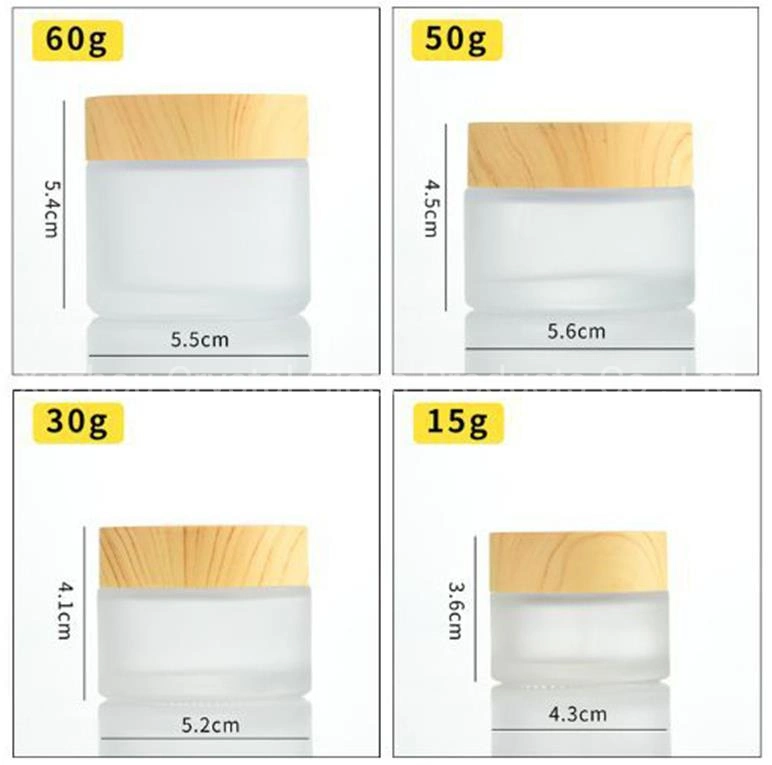 Bamboo Cap Custom Printed Cosmetic Glass Cream Jar 100g 120g for High Quality