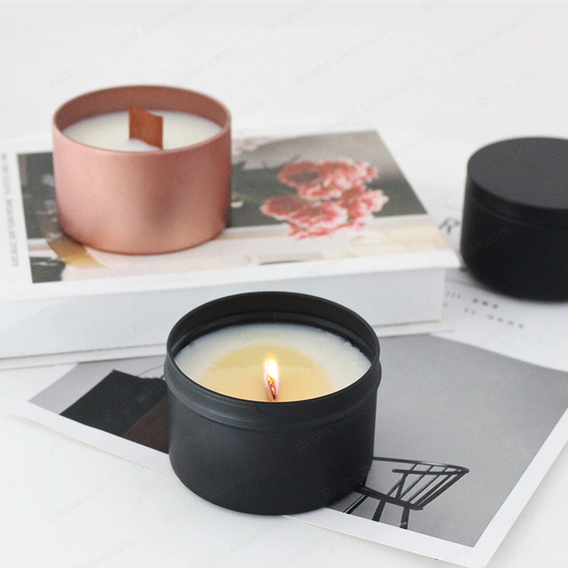 Wholesale Round Shape Rose Gold Aluminum Metal Candle Tin Container