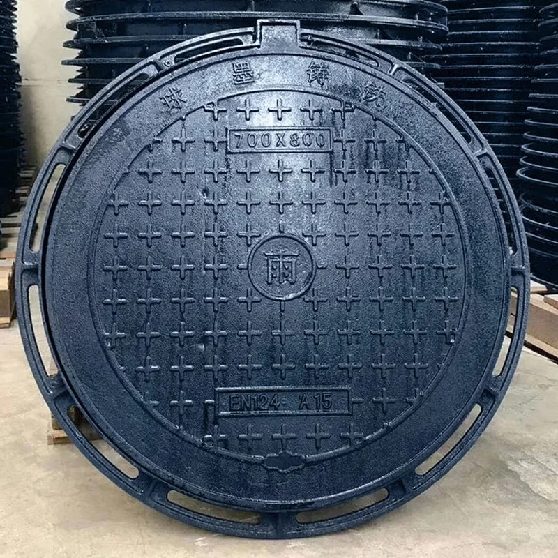 Customize Ductile Iron Manhole Cover High Loading Road Recessed Heavy Cast Round Manhole Cover and Frame Metal Sealed Sewer Lid