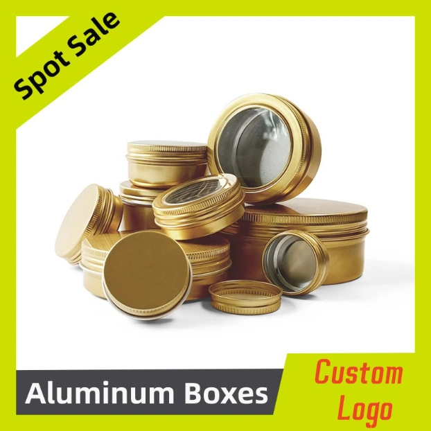 Spot Sale Custom Printing Round Metal Aluminum Tin Gift Container Boxes with Screw Caps