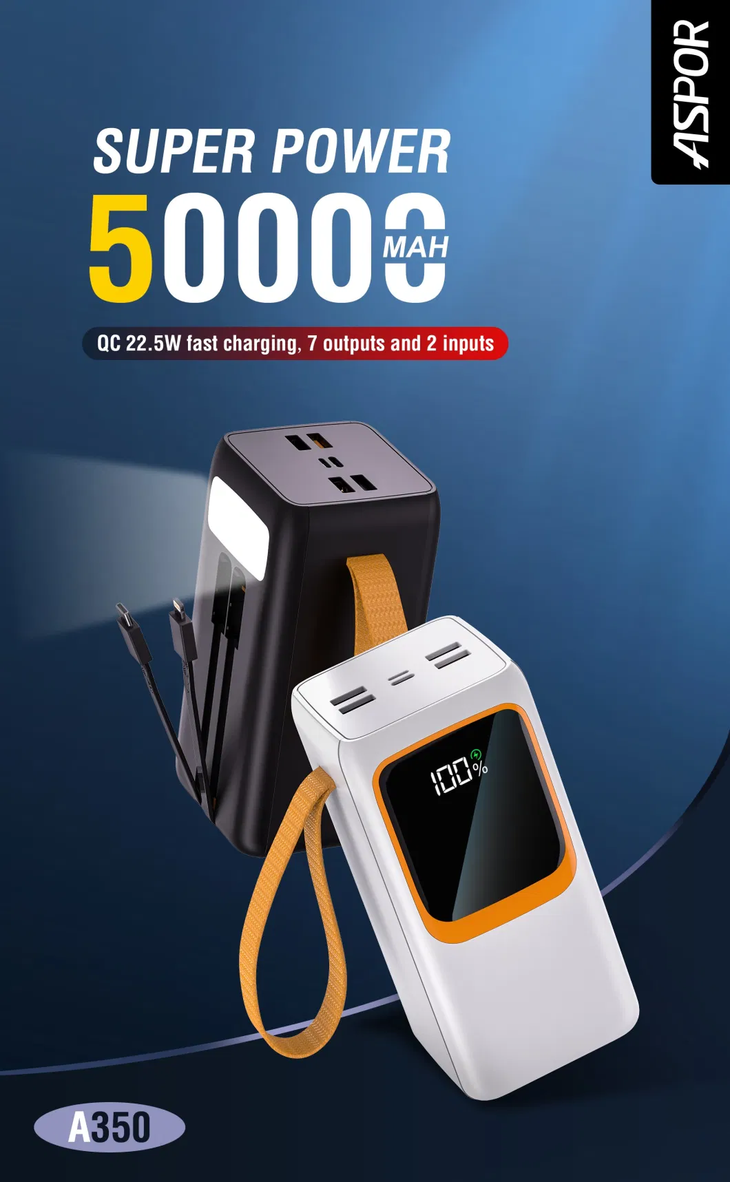 Aspor New Model 50000mAh Big Mac Power Bank 22.5W Fast Charging