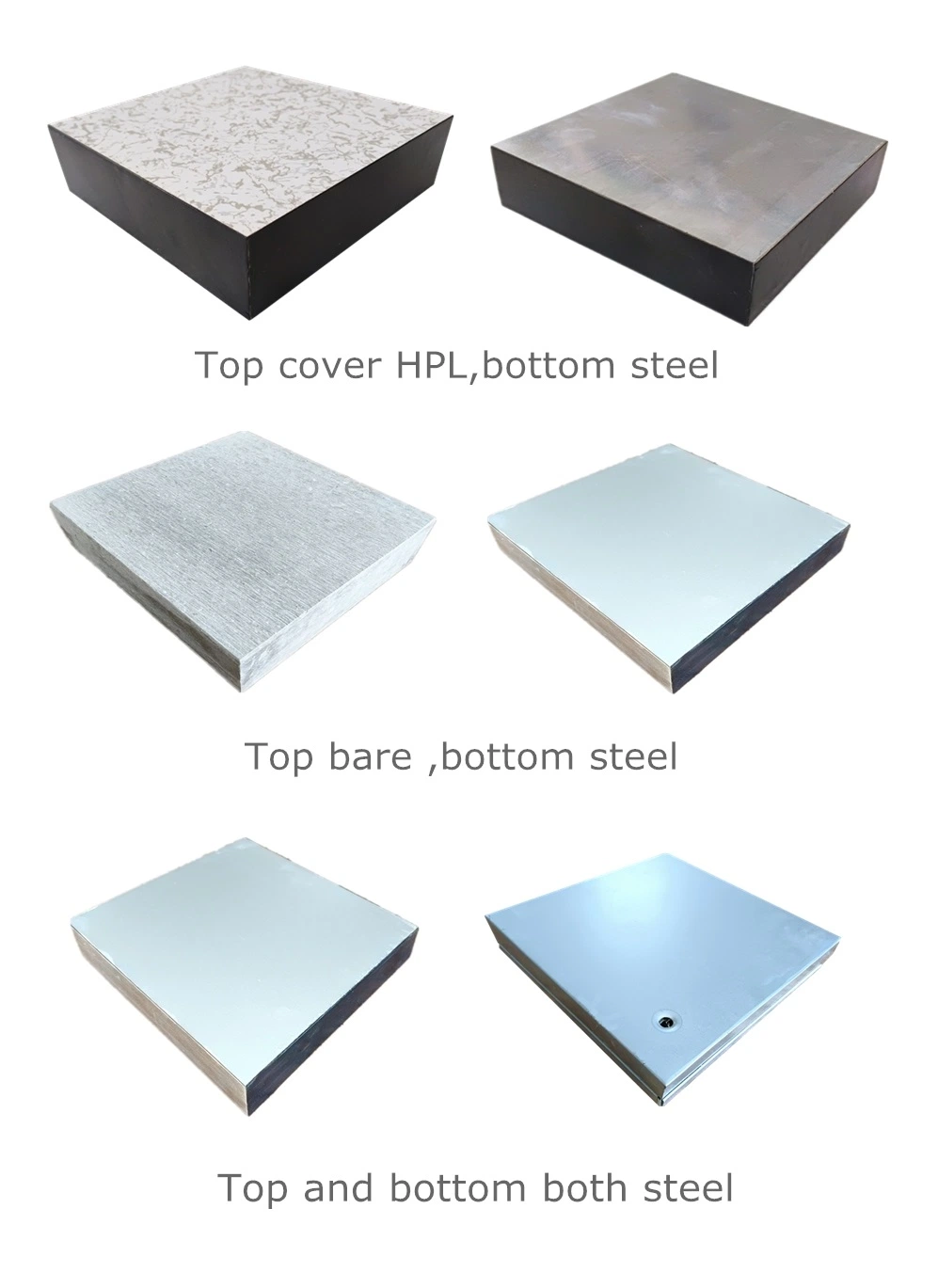Calcium Sulfate Raised Access Panel Laminate Top Galvanized Steel Bound to The Bottom Four Sides Stick with Black PVC Sealed Trim