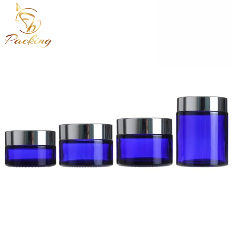 Stock Cosmetic Jars 20g 30g 50g 100g Cobalt Blue Small Glass Jars with Various Colors Screw Cap