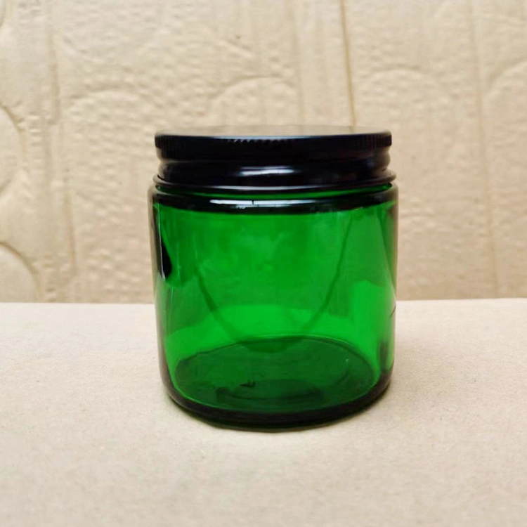 Wholesale Green Colored 100ml 200ml Glass Candle Cup Jar with a Lid Decorative Gifts