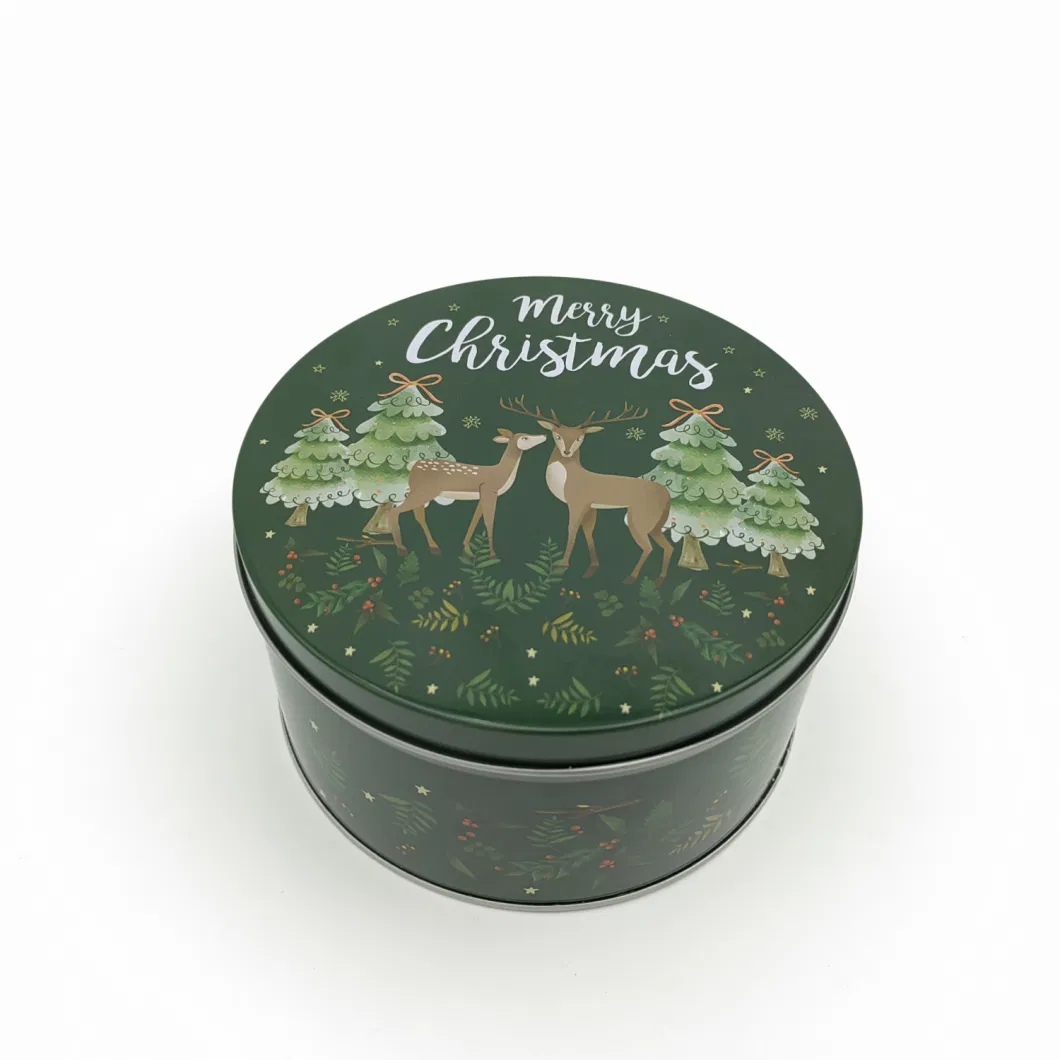 Christmas Gift Box Popular Style Metal Round Tin Can Candy Tin Box