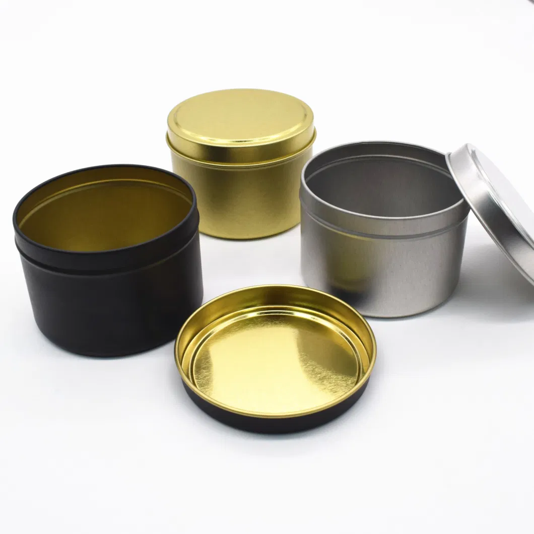 Metal Luxury Recycle Round Scented Candle Tins Container with Lid