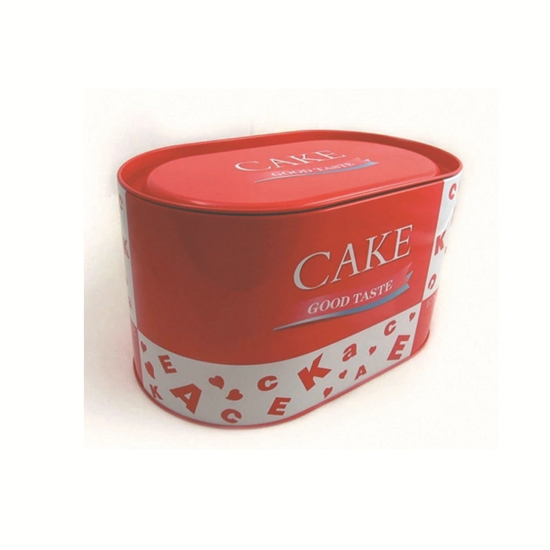 Custom Big Tall Oval Shaped Cake Biscuit Cookie Tin Box with Lid