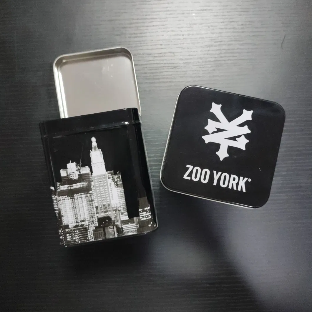 Custom Logo Empty Metal Square Tin Container Matt Black Metal Tin Box