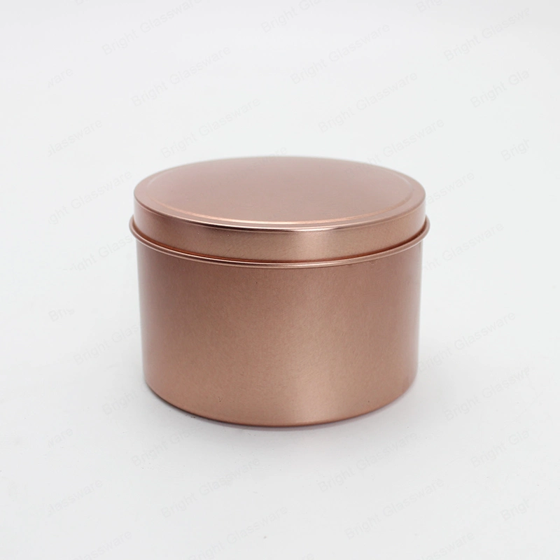 8oz Matte Black Gold Copper Metal Tin Candle Tin Box with Lid