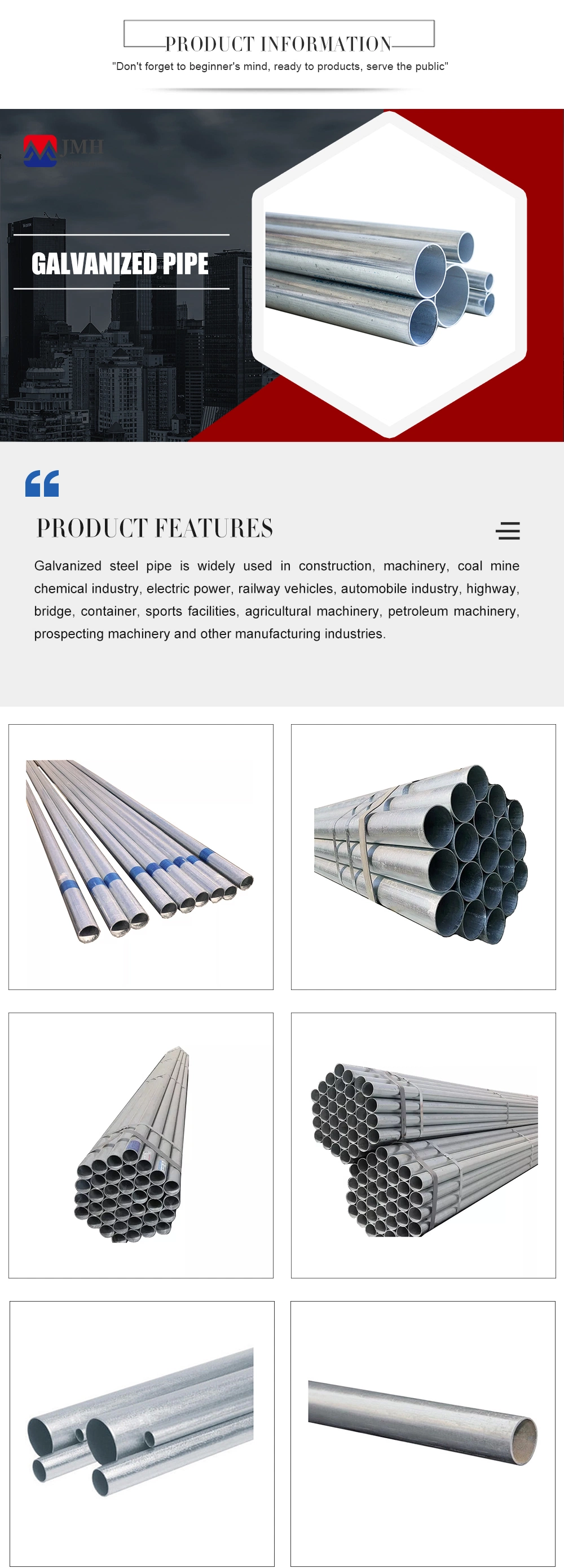 Hot Sale Specializing in The Manufacture of Carbon Seamless Galvanized Steel Pipes and Honed Tube for Hydraulic Cylinder