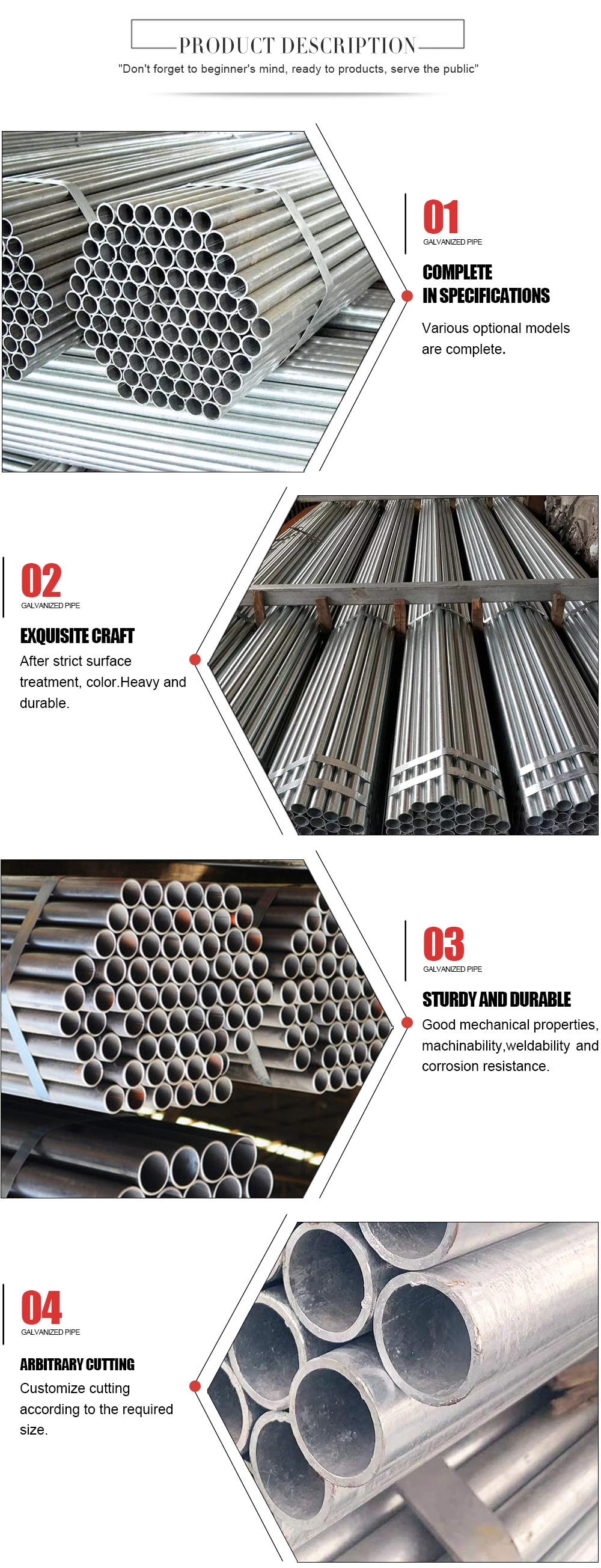 Hot Sale Specializing in The Manufacture of Carbon Seamless Galvanized Steel Pipes and Honed Tube for Hydraulic Cylinder