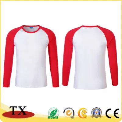 Promoción de suave algodón de manga larga Unisex Color de la intersección de la moda camiseta