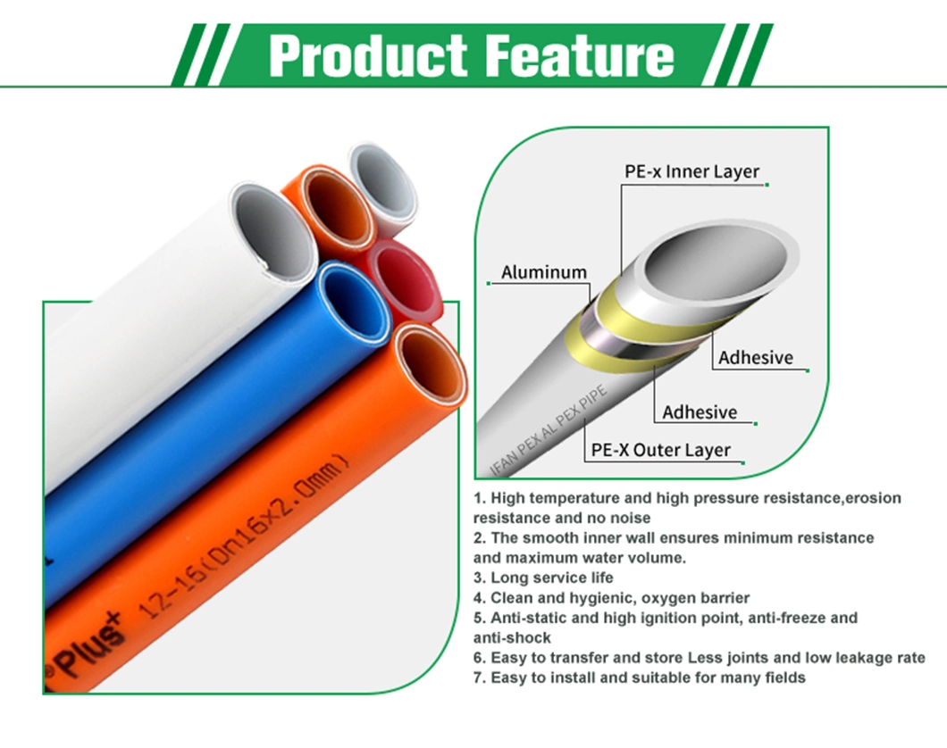 Ifan High Temperature 16-32mm Plastic Tube Pex Pipe for Under Floor Heating