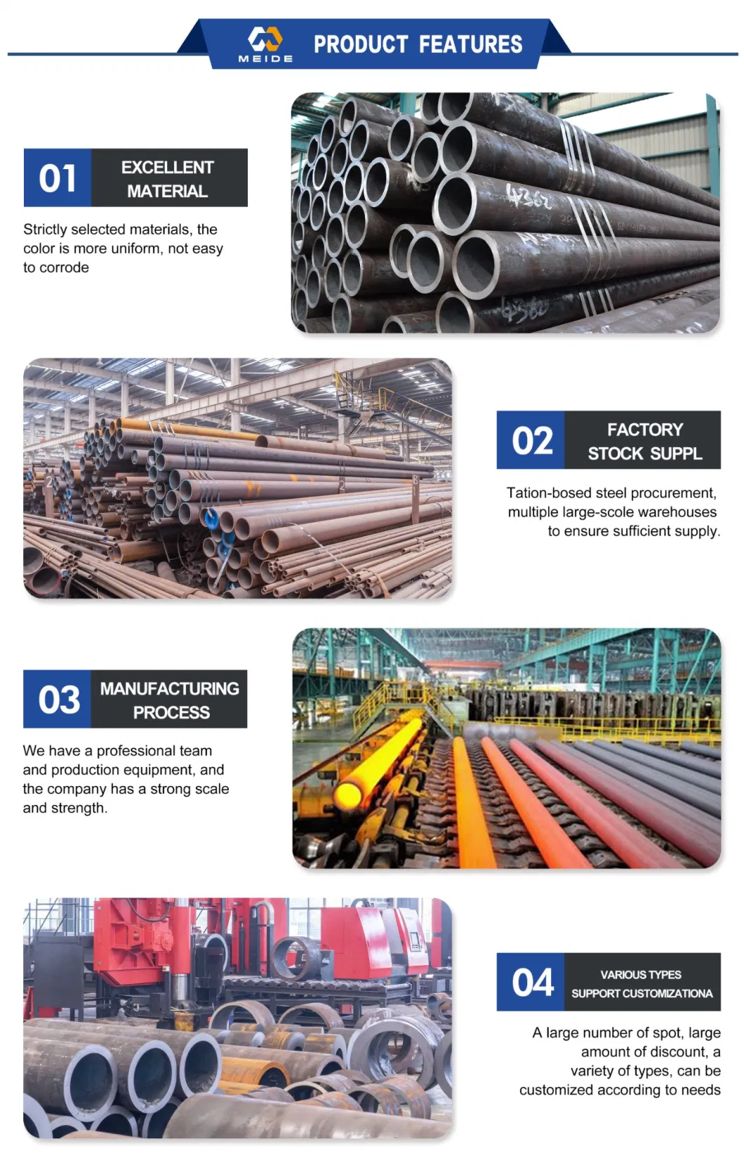 Heat Treated Chrome Manganese Molybdenum Alloy Steel Pipe Scm415 (H) 15CrMo5 4140 4120 Alloy Steel Tube