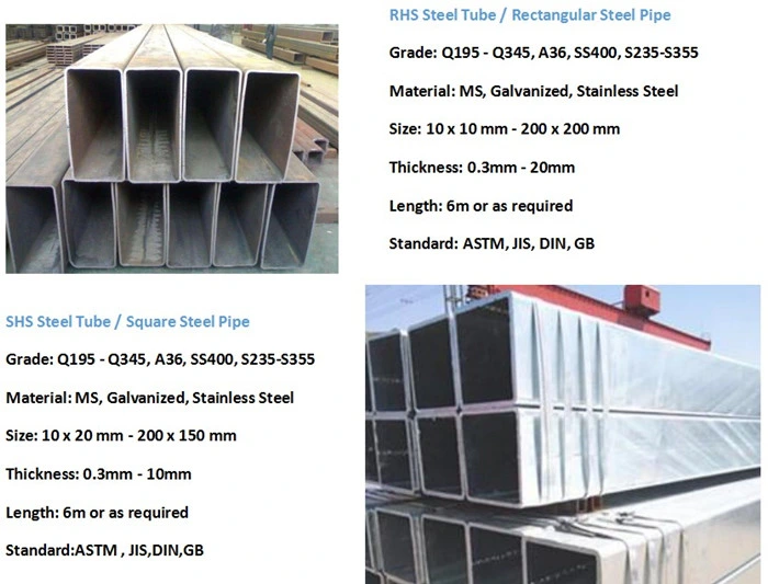 Q235 Q345 Ss400 Grade ERW Black Low Carbon Square Steel Pipe