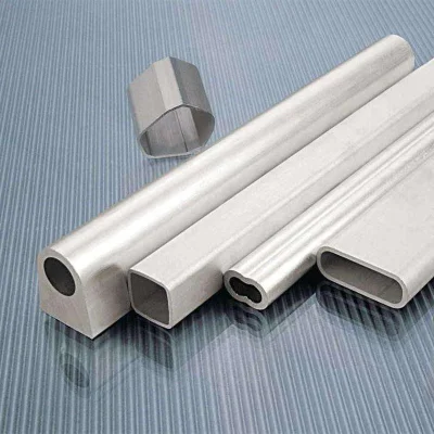 Guide con cappuccio senza cuciture di grande diametro, scanalatura, quadrate anodizzate con pieghe Lega di alluminio al estruso in metallo ovale rettangolare esagonale rotonda, ovale, rettangolare Tubo profilato
