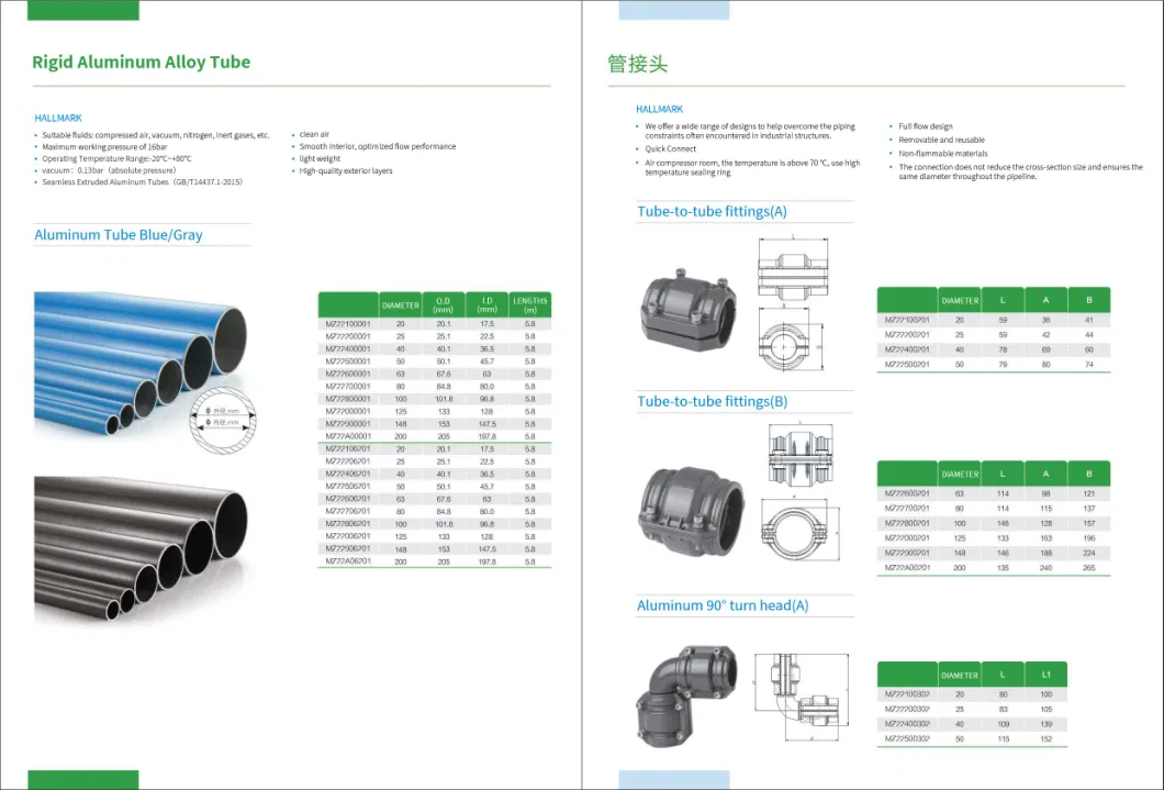 Aluminum Pipe Compressed Air Pipe Vacuum Inert Gas Pipeline Light Weight, Strong Corrosion Resistance