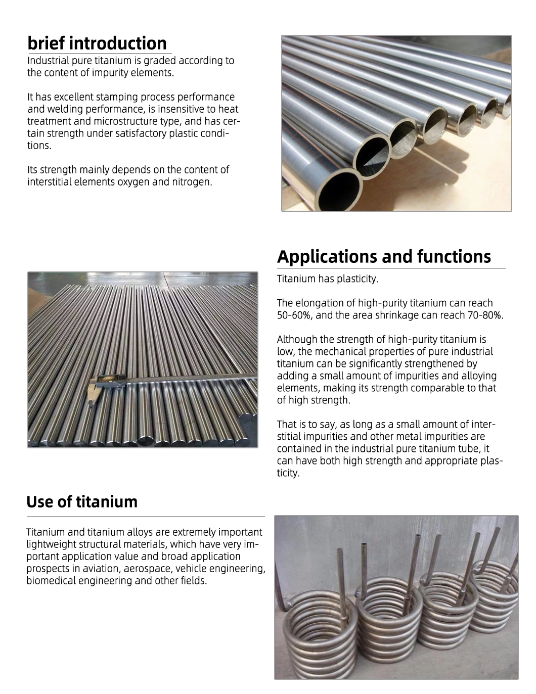 Spot-Supply Ta6zr5d Ti-Alloy Tc19/Tc20/Tc24/Tc25 Hydropower Plant Chemical Processes Ti-6A1-4V Ta9-1 Titanium Tube