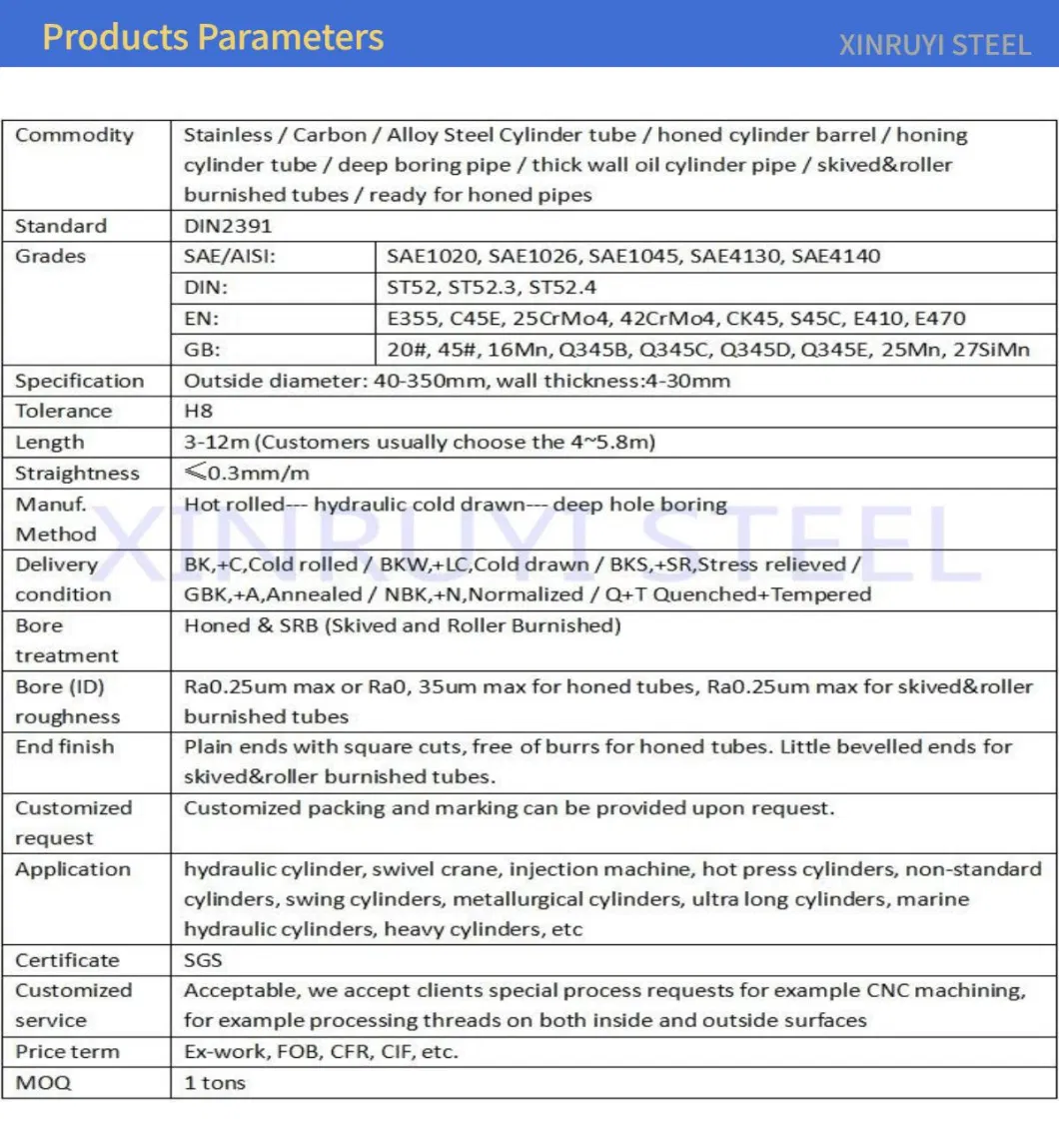 ASTM a 519 AISI 4130 Hydraulic Cylinder Seamless Steel Pipe