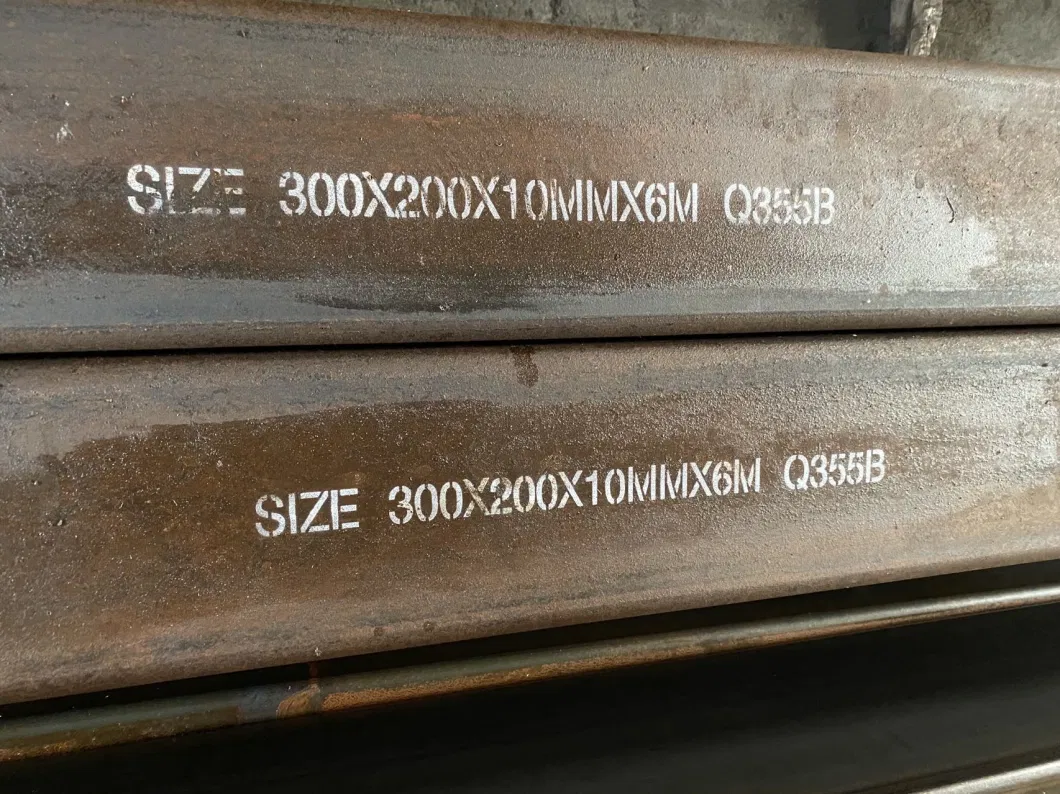 Material Grade Q355b Rectangular Steel Pipe (RHS) 300X200X10mm X 6000mm Surface Anti-Rust Oil Covered