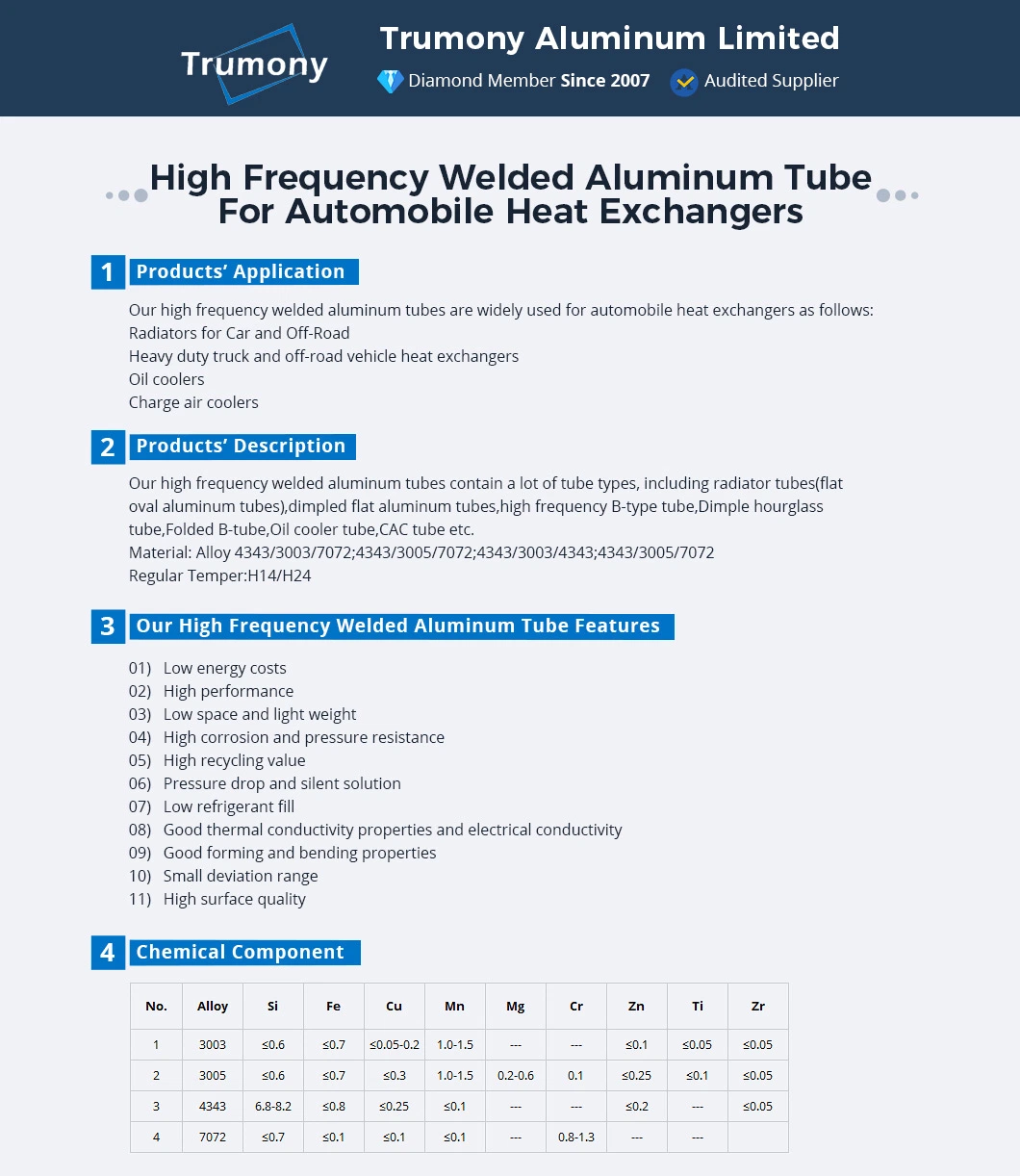 National Standard Production of Practical Aluminum Tube for Heat Exchanger