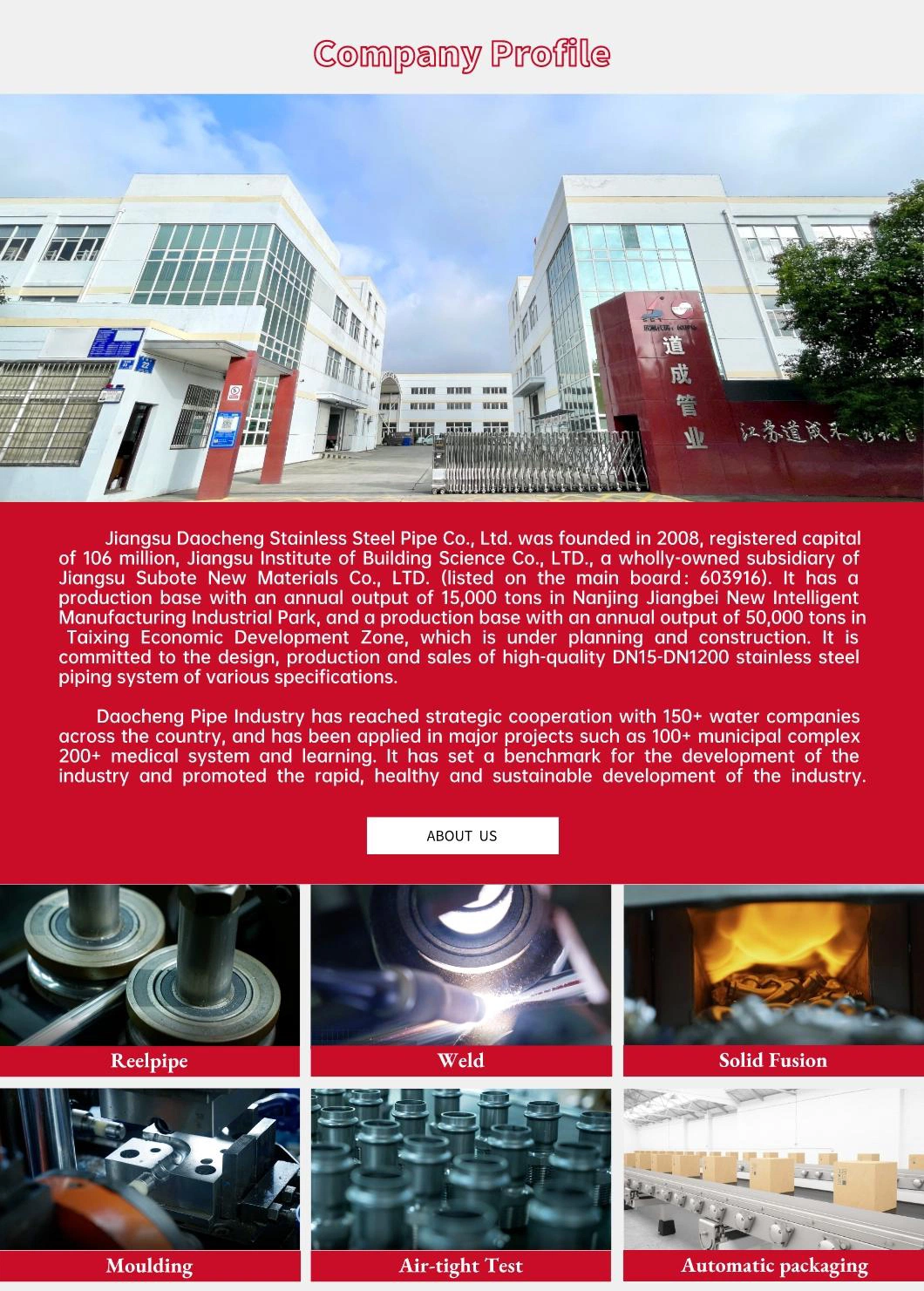 China Factory 304/304L 316/316L GB En JIS Standard Thin Wall Welded Stainless Steel Water Pipe Tube