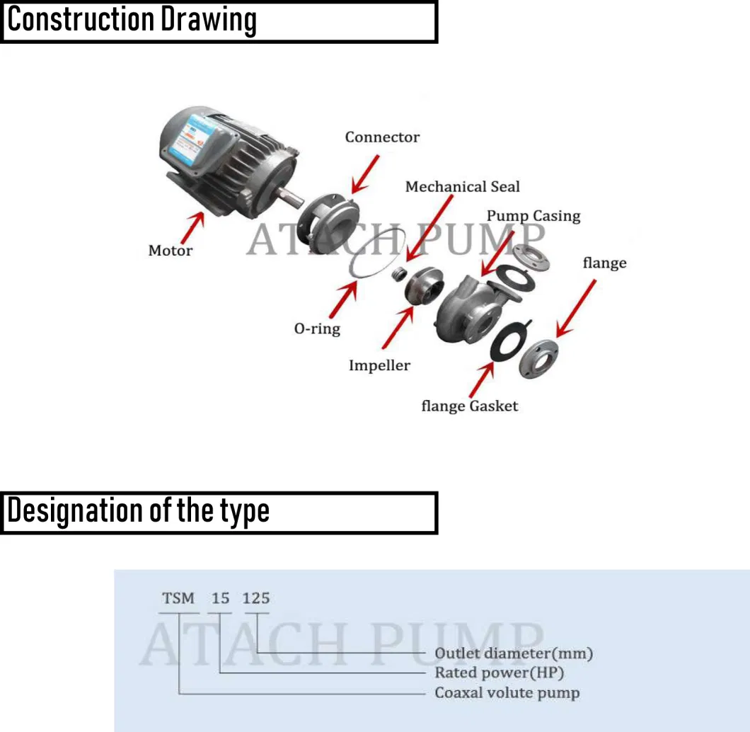 Close-Coupled Centrifugal Industrial Pump for Water Circulation of Chiller Air-Conditioning System Tsm-10100