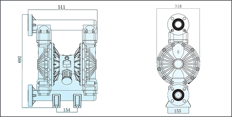 Hy15/20-PP 1/2&quot; Pneumatic PTFE Diaphragm Pump for Strong Acide and Alkali Pneumatic Double Diaphragm Air Operated Reciprocating