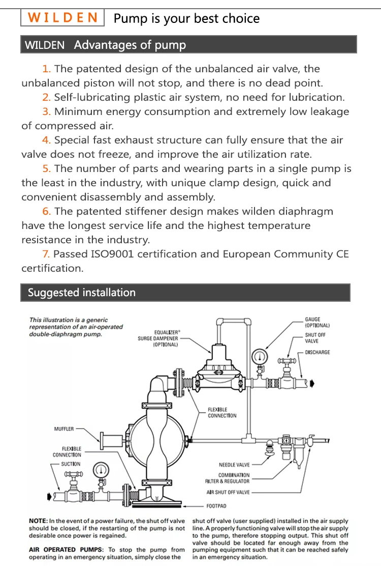 Wilden Chemical Resistant Ink Pump for Water Treatment with Diaphragm