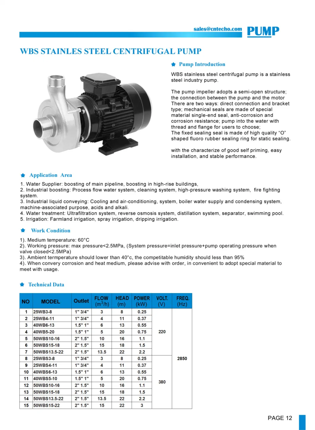 Stable Performance Self-Priming Type SS304 Corrosion Resistant Electric Pumps Wbzs