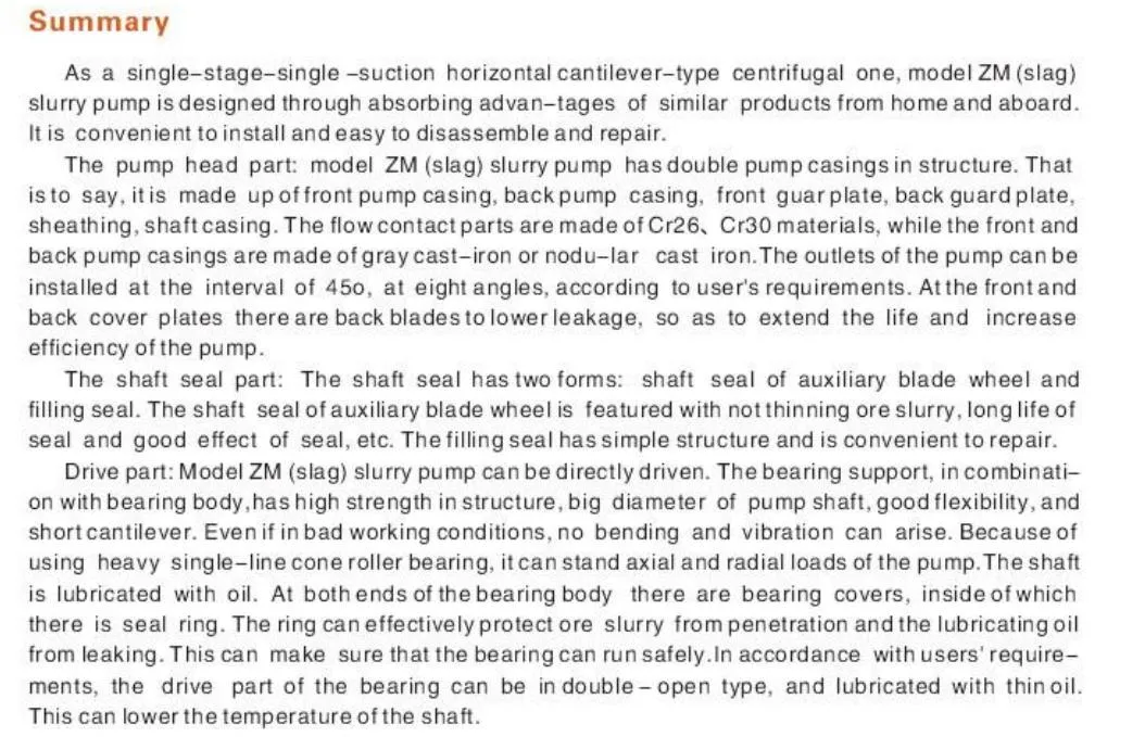Sand Corrosion Resistant Horizontal Centrifugal Slurry Pump for Mine Industrial Pump