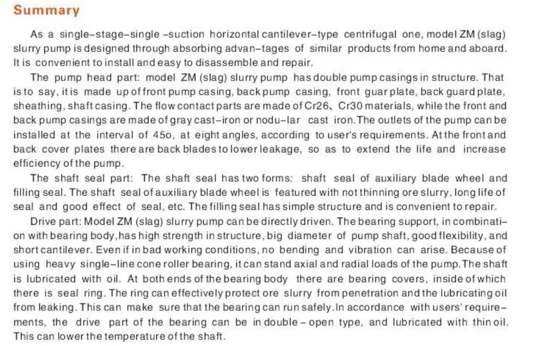 for Chemical Power Industry High Efficiency High Head Good Slurry Pumps